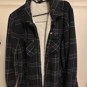 Hurley Charcoal and White Checkered Shirt Jacket